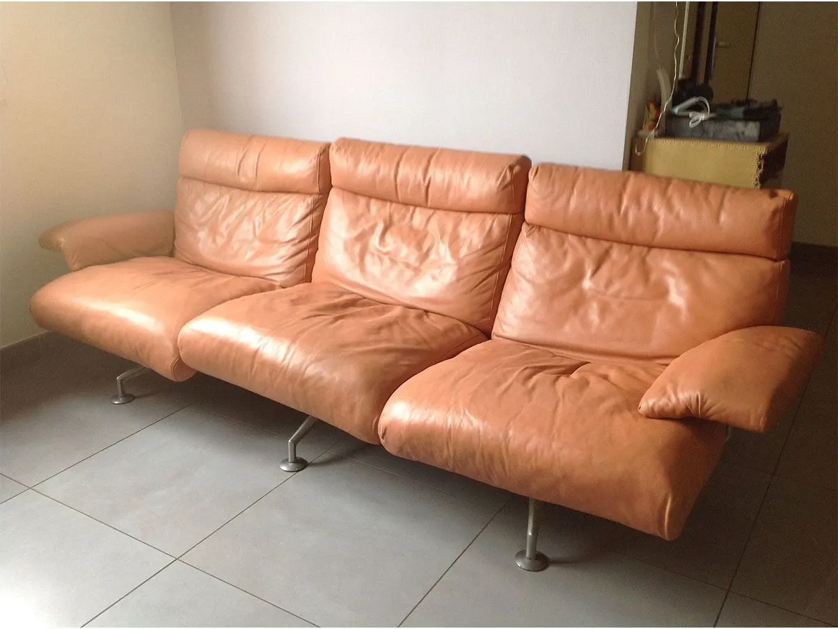 Happy Hour 3-seater sofa in leather (orange) 2