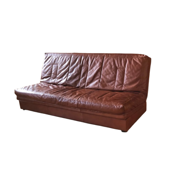 Brown Leather Sofa Bed (1970s) image