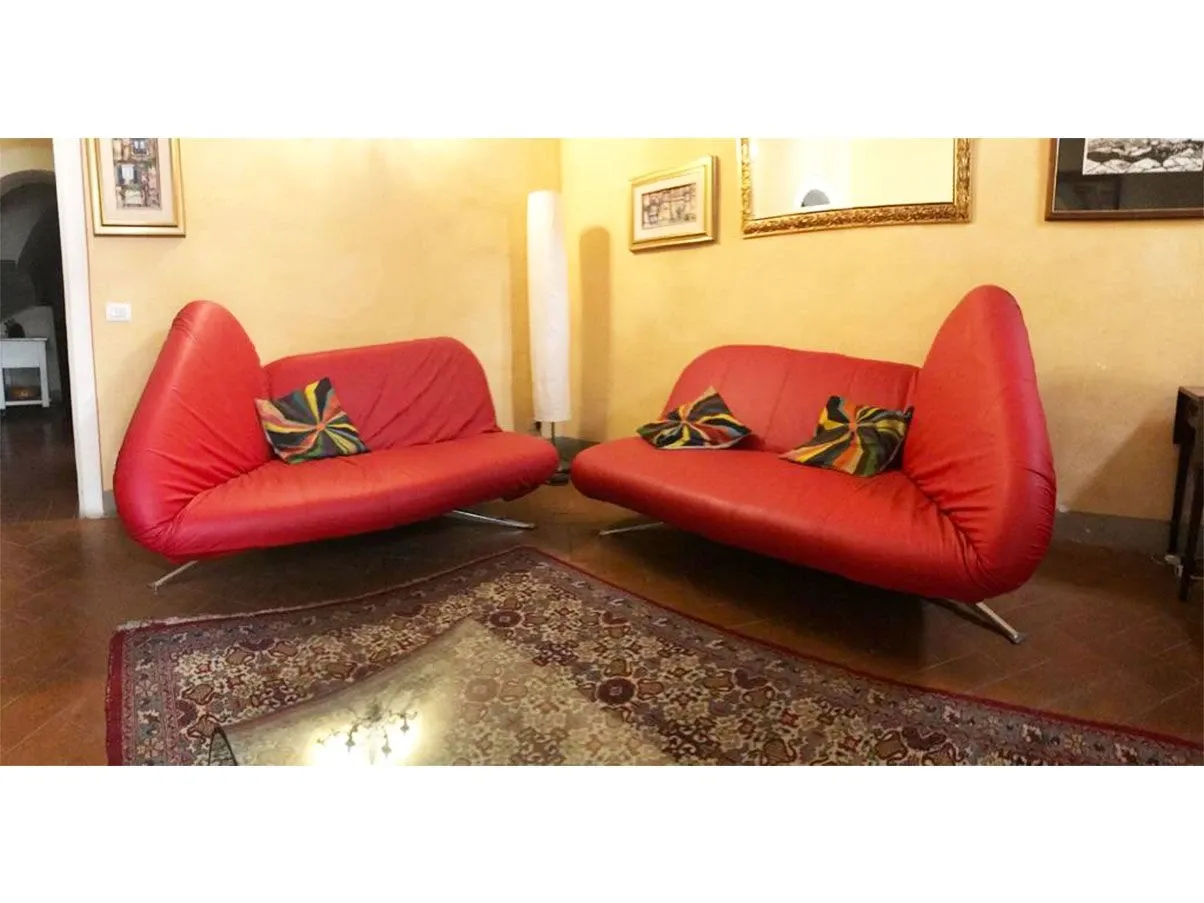 Set 2 divani letto Papillon pelle reclinabili (rosso) 6