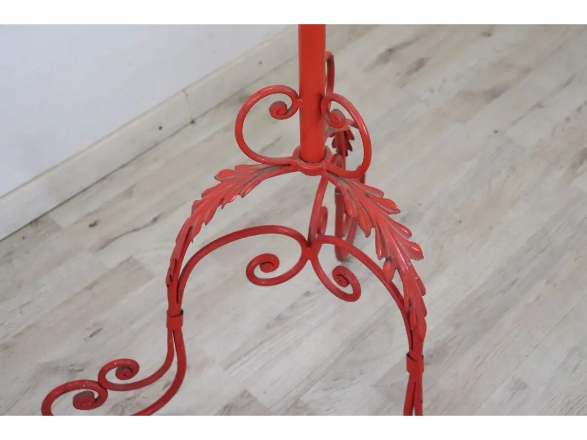 Vintage coat rack in red lacquered iron, 2