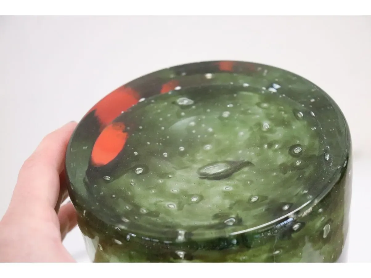 Vaso in vetro di Murano vintage verde e rosso (anni'60),  5