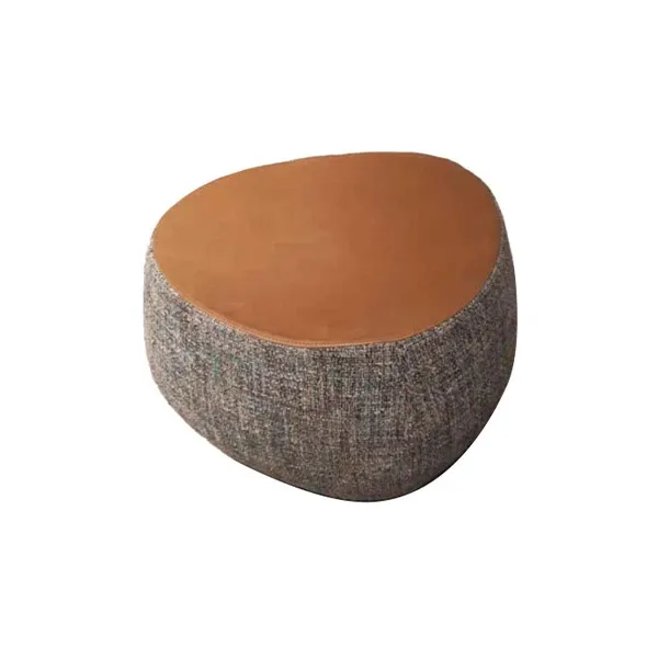 Pouf Fjord in tessuto verde e pelle vintage 