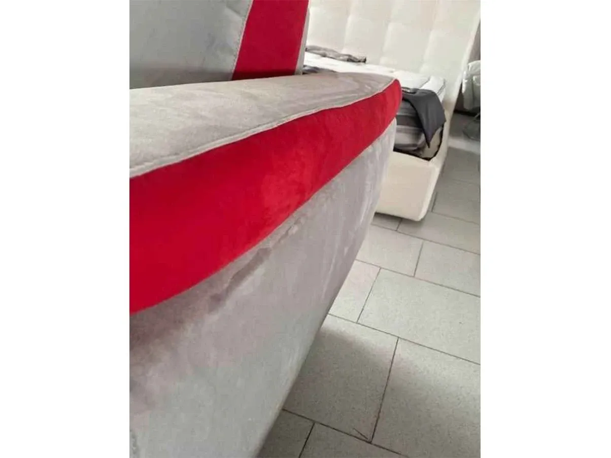 Schlafsofa Rot und Grau aus Stoff 3