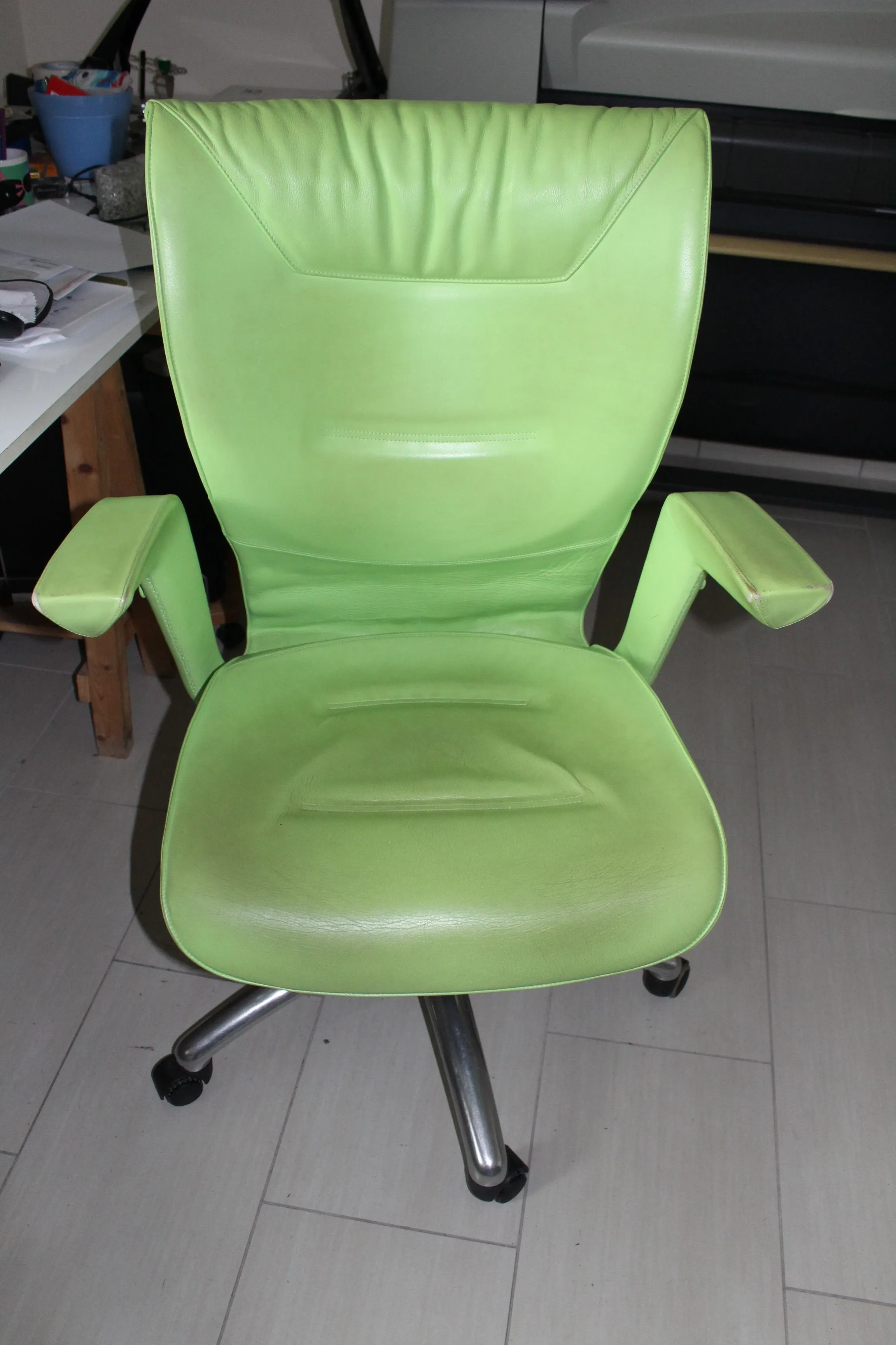 Adjustable Brief armchair in leather (green) 6