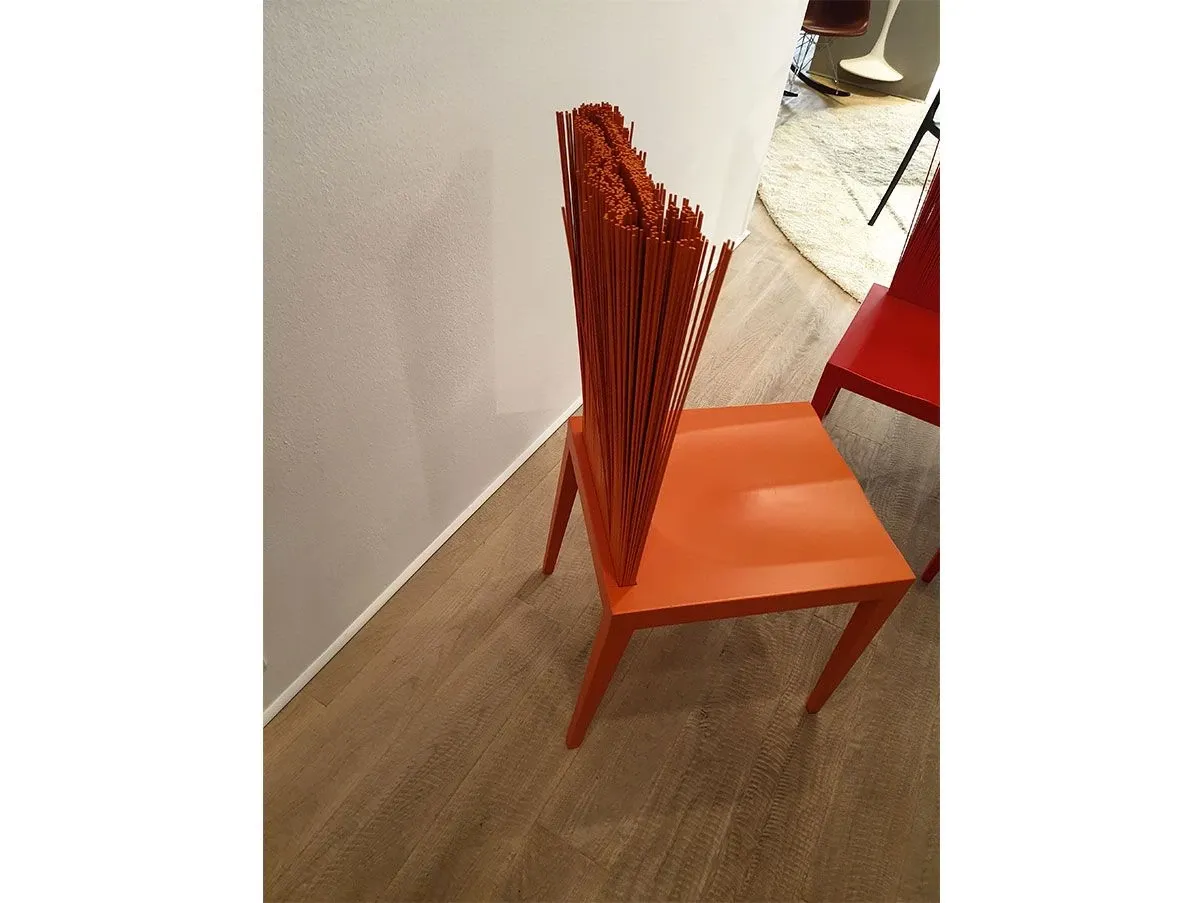 Jenette polyurethane chair with PVC threads (orange), Edra 1