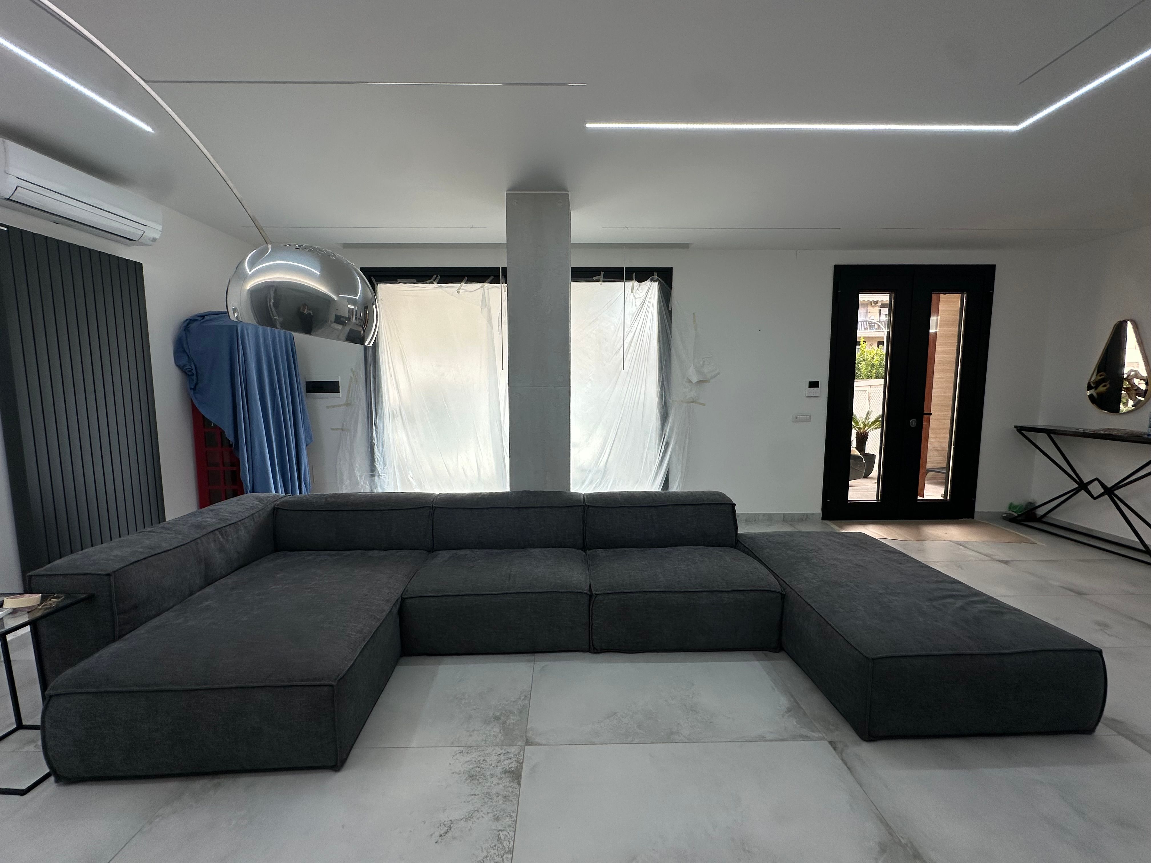 Divano modulare Peanut B. in tessuto (grigio) Front