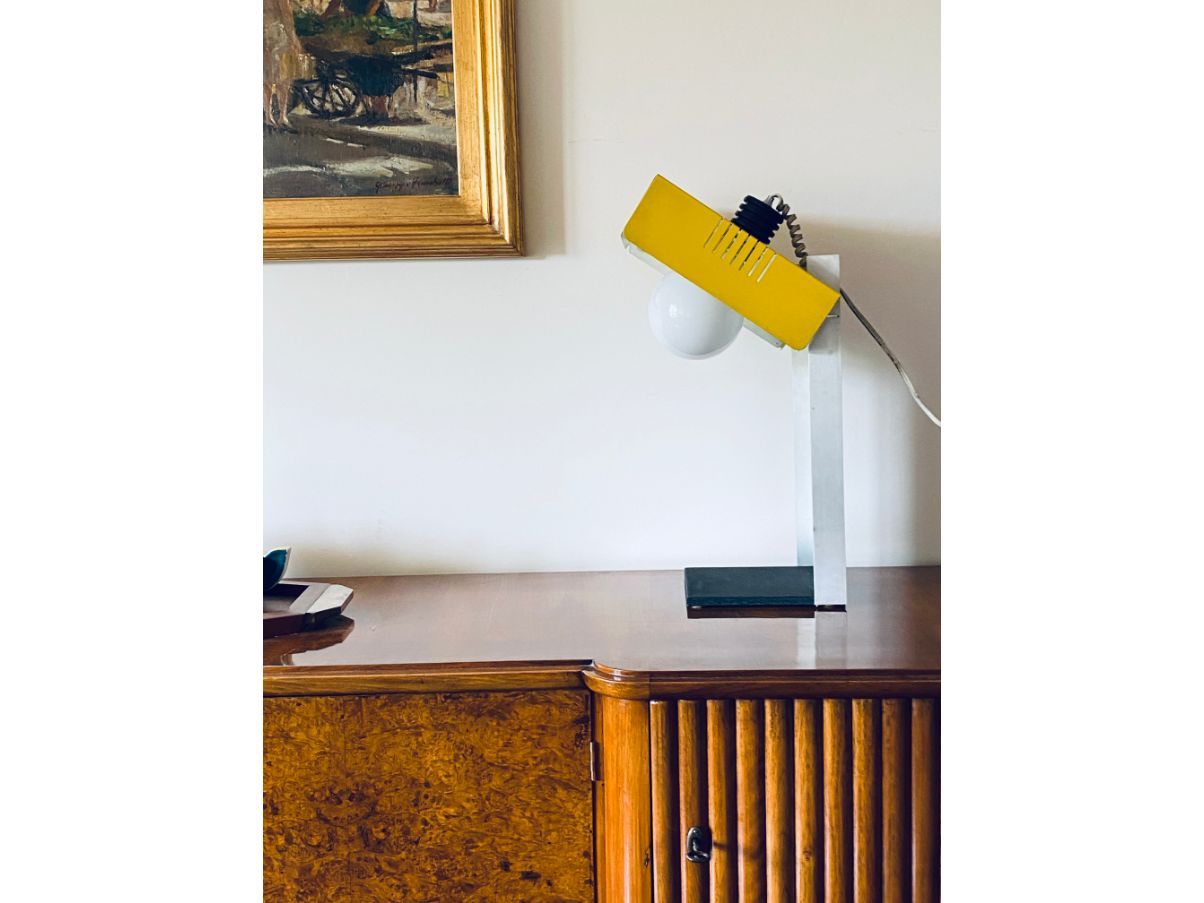 Lampada da tavolo vintage gialla (anni '70),  Side