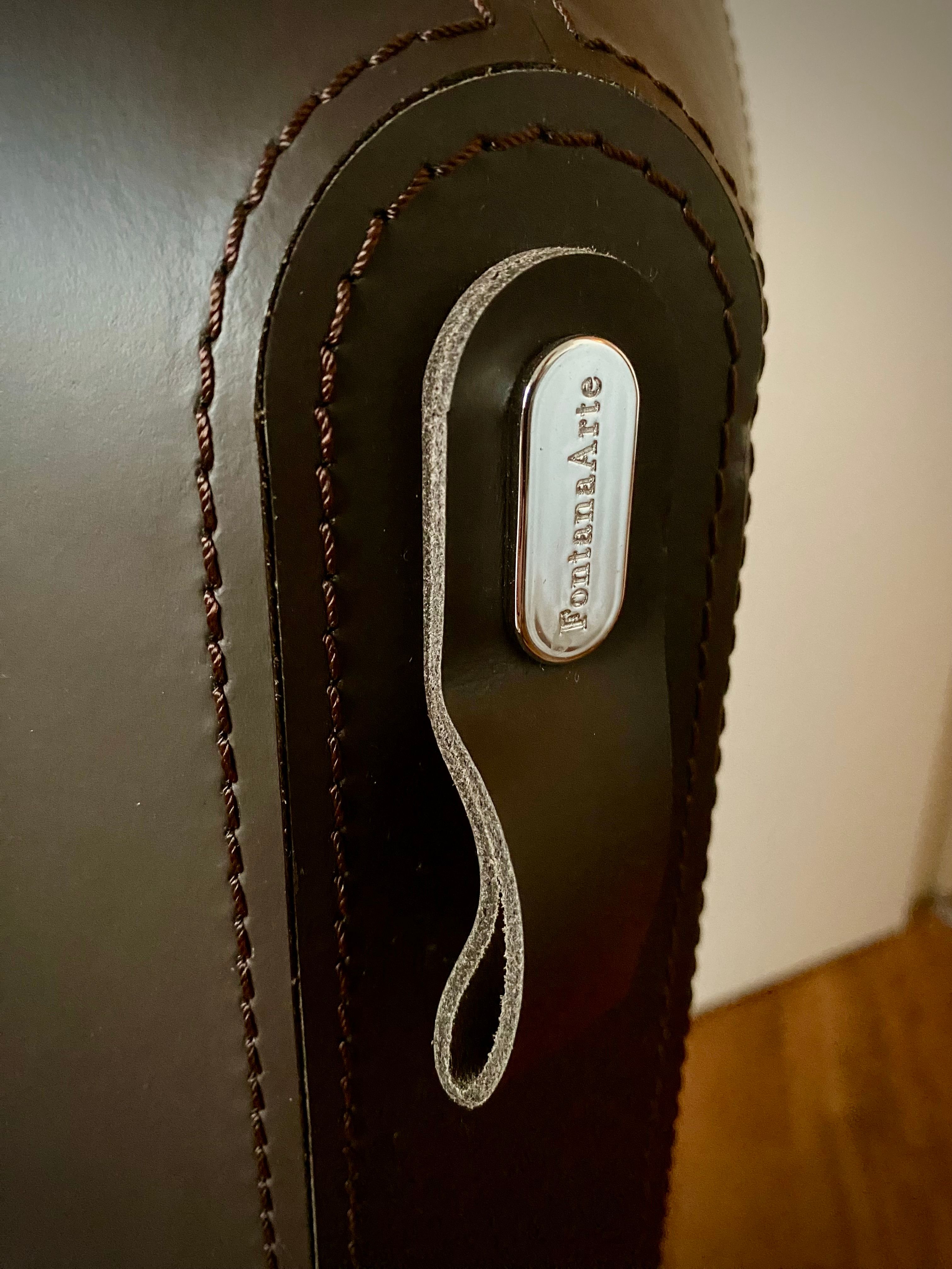 Lampada da terra Odeon in policarbonato e cuoio (marrone) Front