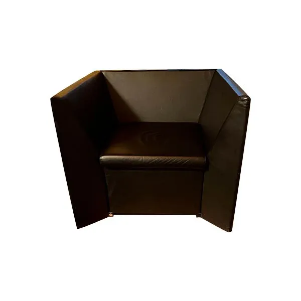 D101 armchair with metal structure and leather (black), Tecno image