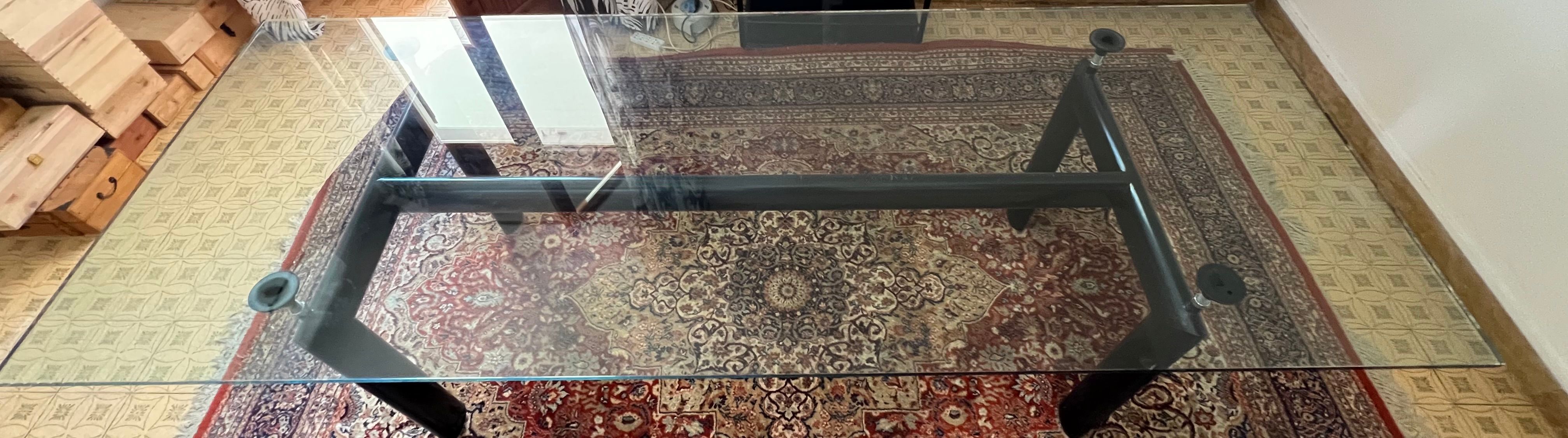 Le Corbusier LC6 Rectangular Glass Dining Table Front