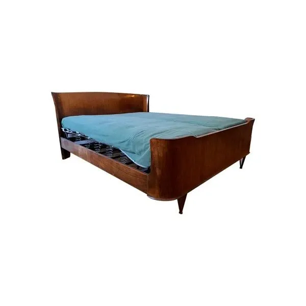 Vintage bed in walnut wood (1950s), image