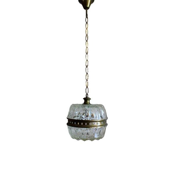 Vintage Glass and Brass Chandelier (1970s) image