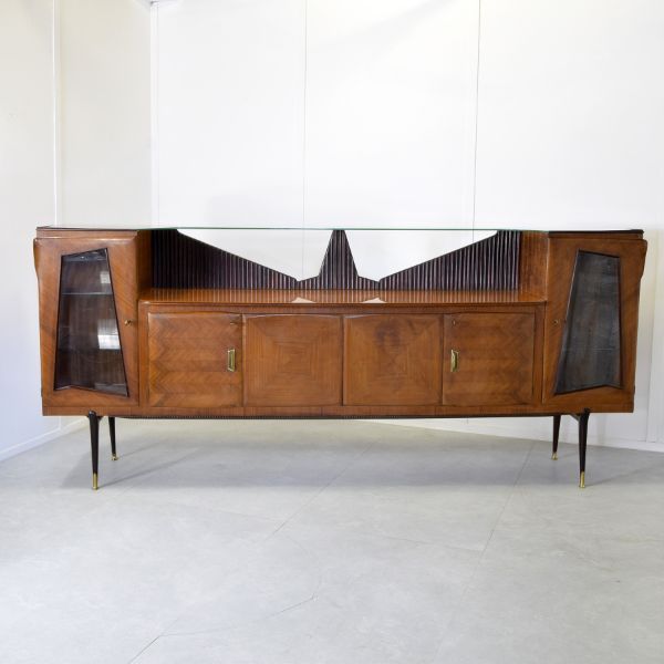 Madia/credenza Buffet in legno canaletto (anni '60), Consorzio Esposizione Mobili Cantù image