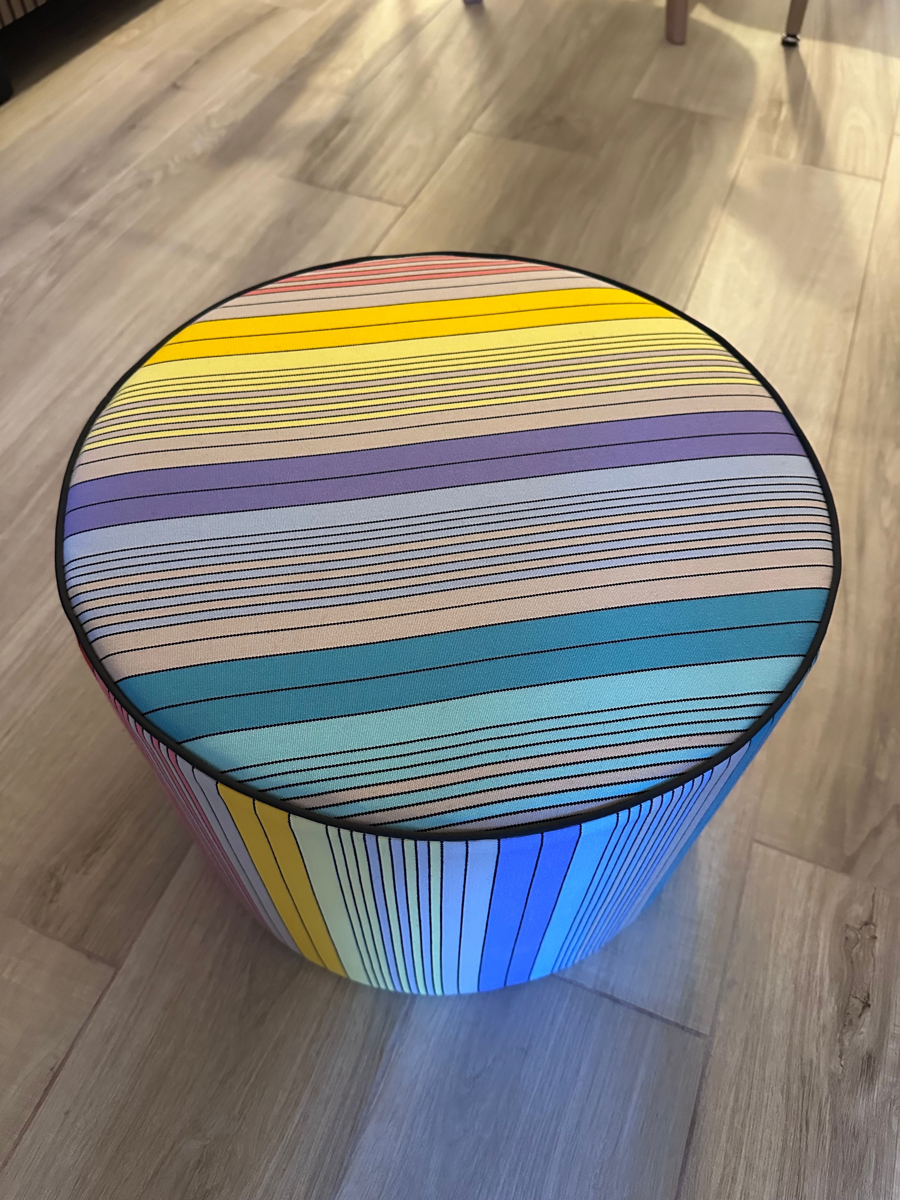 Multicolor Cotton Fabric Ottoman Pouf Main