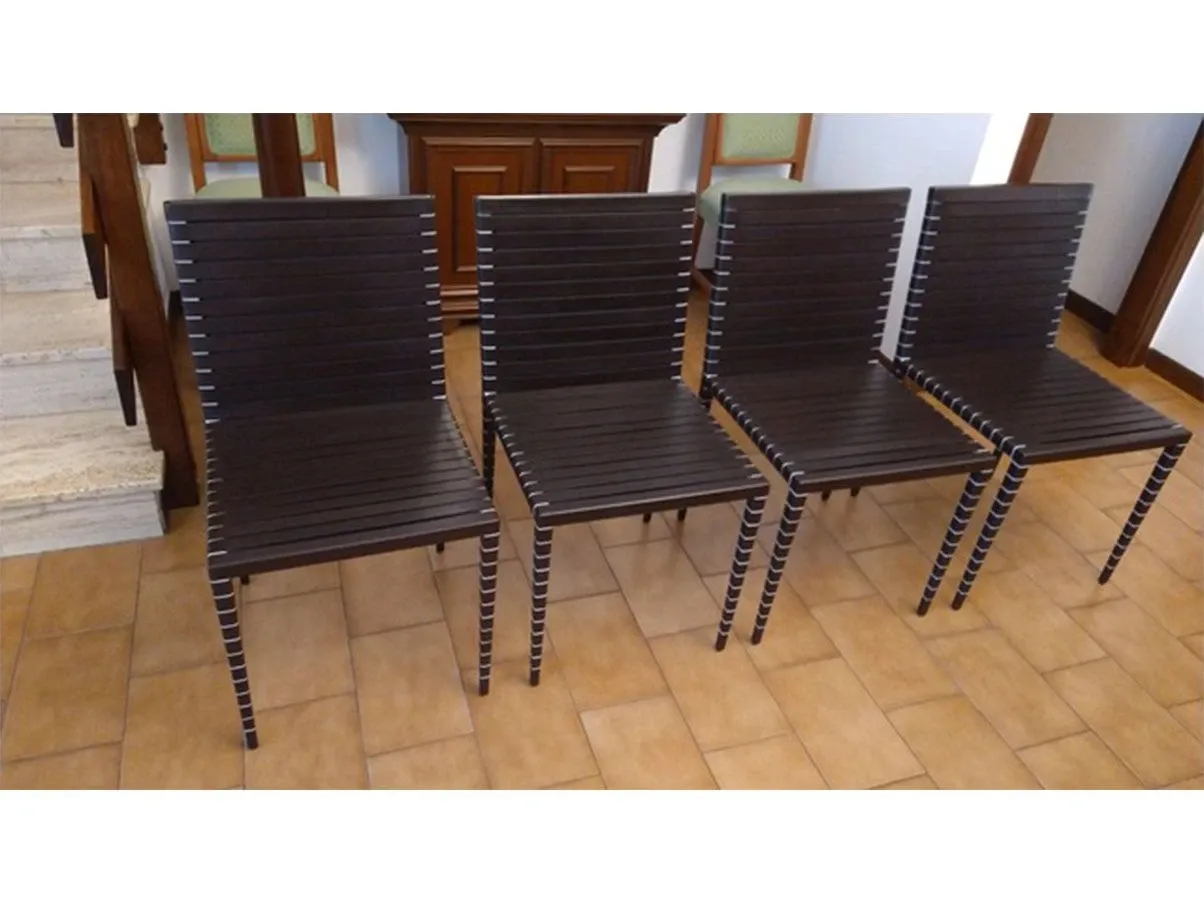 Set aus 4 Stühlen MM01 von Jean Nouvel (Ledergurte) 5