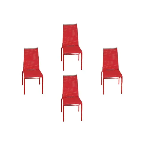 Set of 4 Web High chairs in painted metal (red), Calligaris image