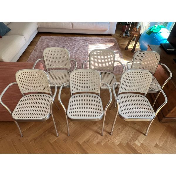 Set of 6 Silver Chairs by Vico Magistretti, De Padova image