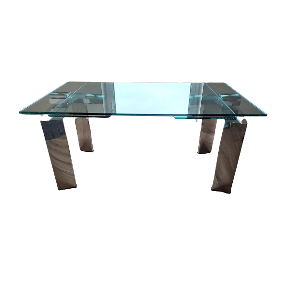 Daytona table with mirrored steel feet and glass top, Cattelan image