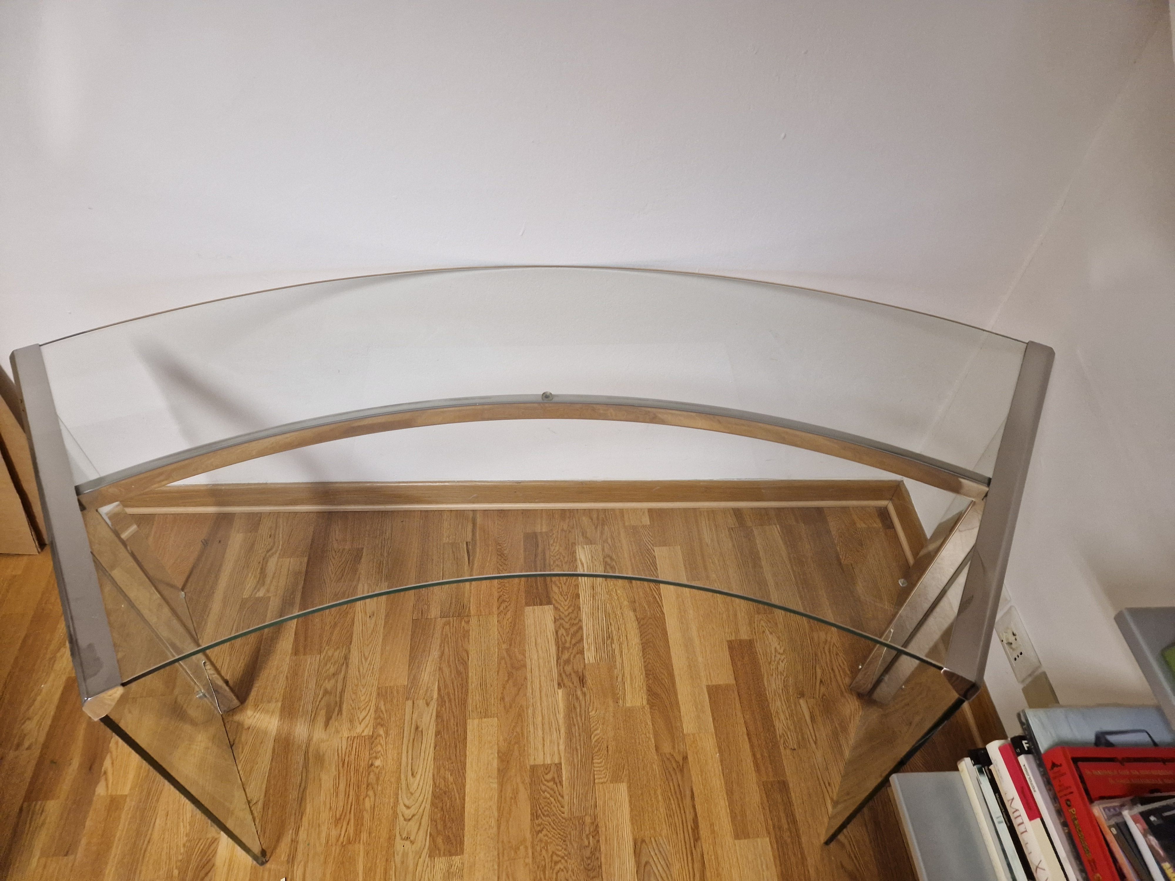 Bureau président junior en verre transparent trempé Main