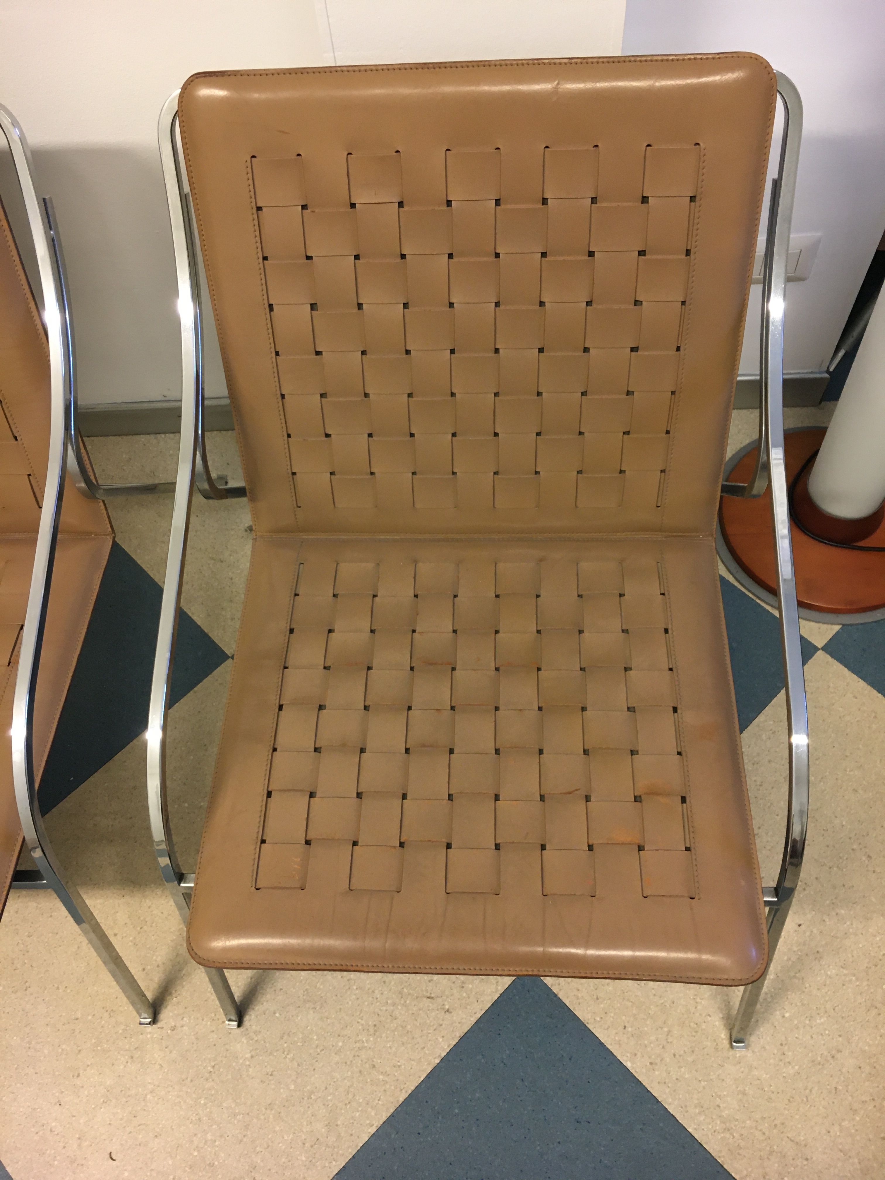 Fourline Leather and Metal Armchair by Marco Zanuso Front