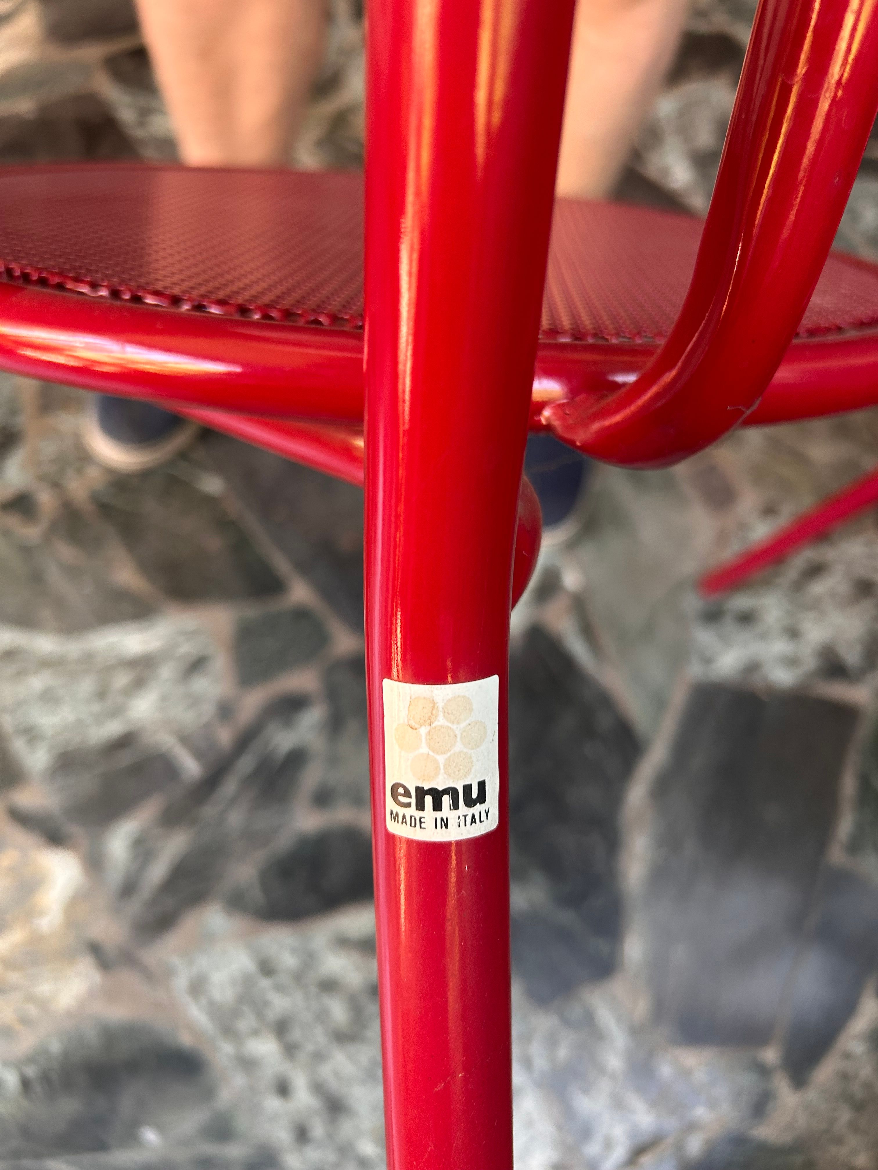 Set di 6 sedie in metallo rosse (anni '80/'90) Brand