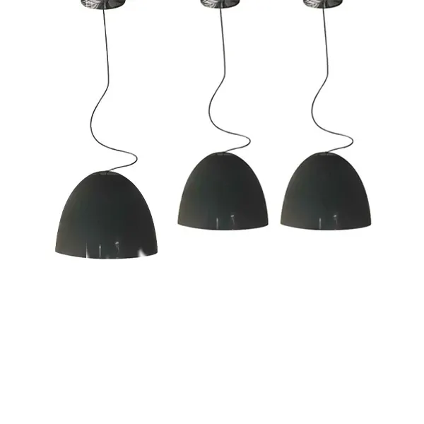 Set of 3 Nur Gloss suspension lamps in aluminum 