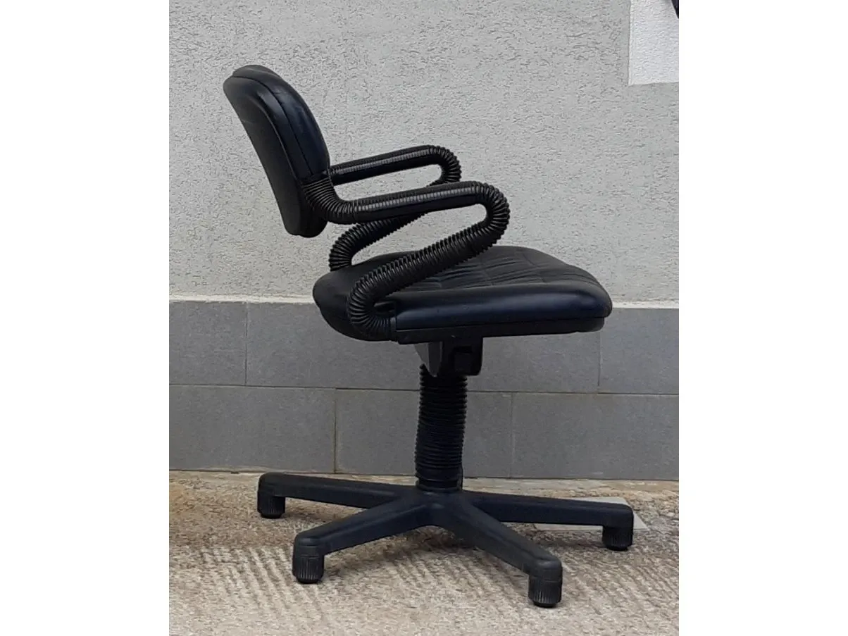 Sedia Vertebra vintage in pelle nera (anni '80) 2