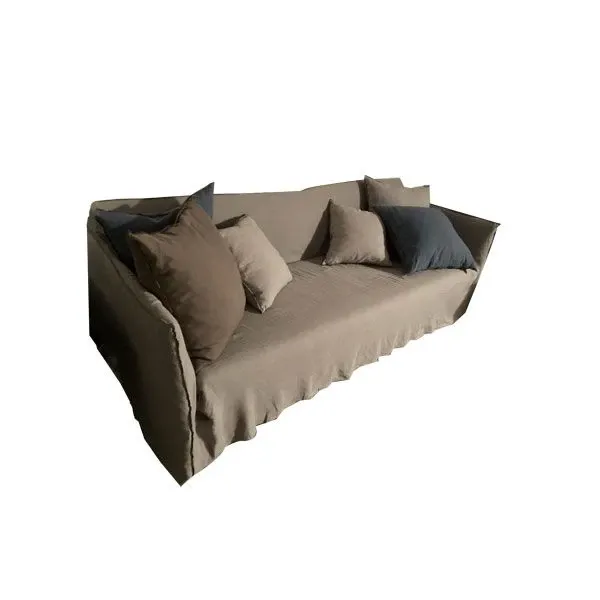 Ghost 3-seater sofa in removable linen (grey), Gervasoni 