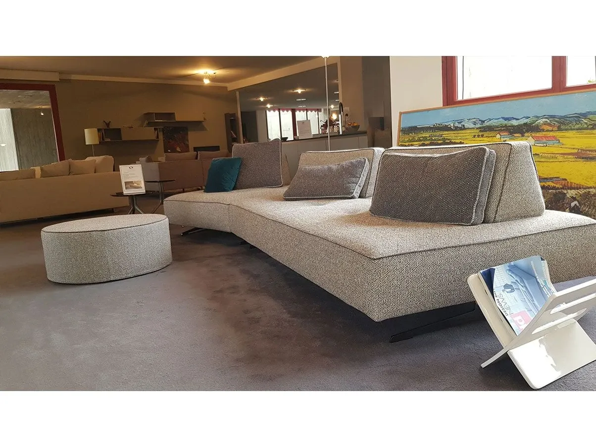 Divano chaise-longue Magritte in tessuto (grigio), Flexstyle 3