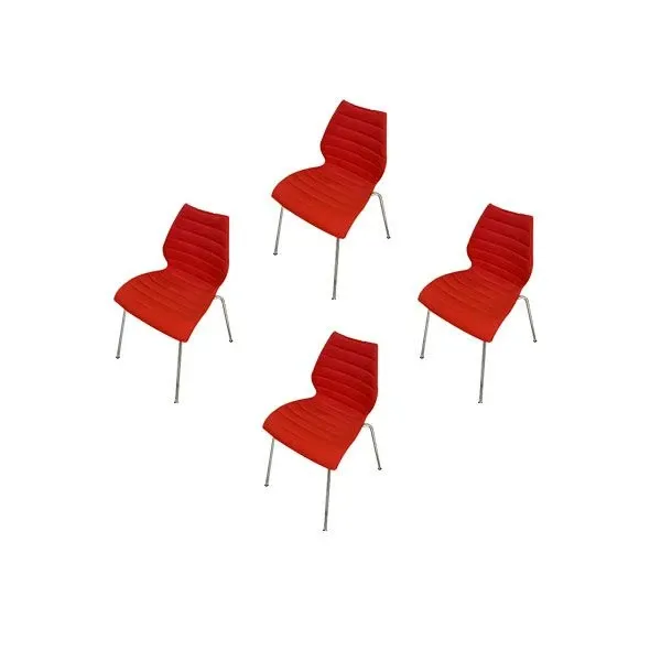 Set of 4 Maui Soft stackable chairs in fabric (red), Kartell image