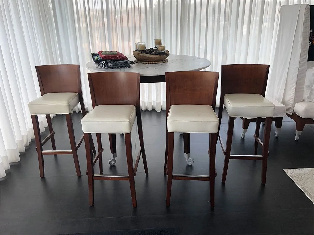 Set of 4 Neoz bar stools in mahogany finish wood, Driade 3