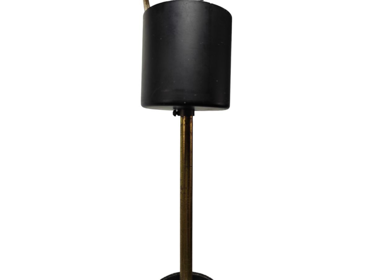 Elegante Lampada Vintage da Terra Anni 60 Metallo Ottone Vetro Opalino