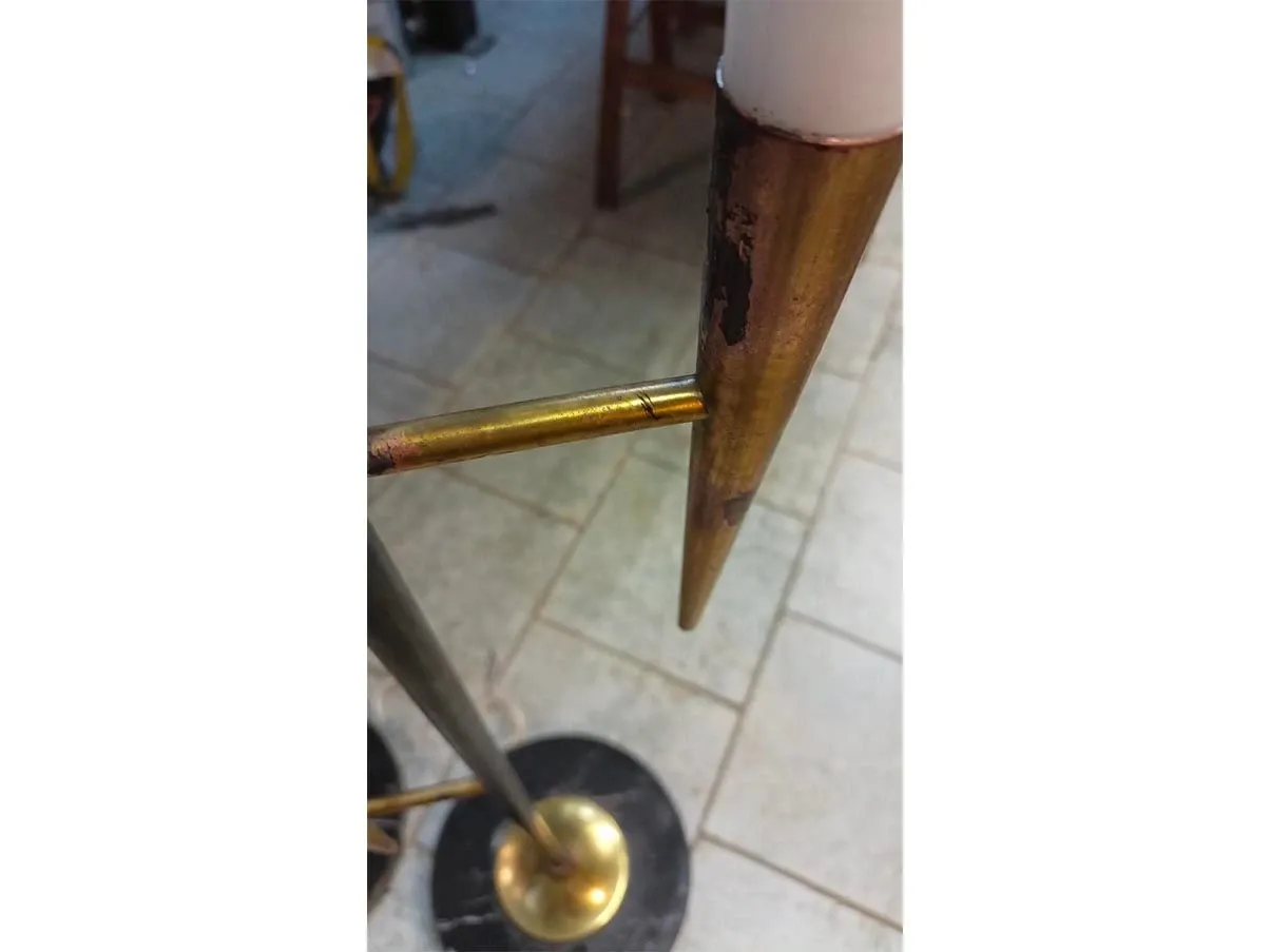 Piantana di Angelo Lelli in ottone e vetro 3