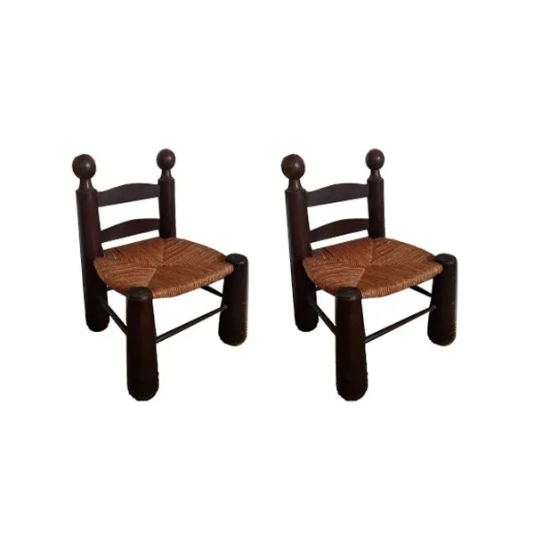 Set of 2 vintage wooden chairs by Charles Dubouyt (1940s) image