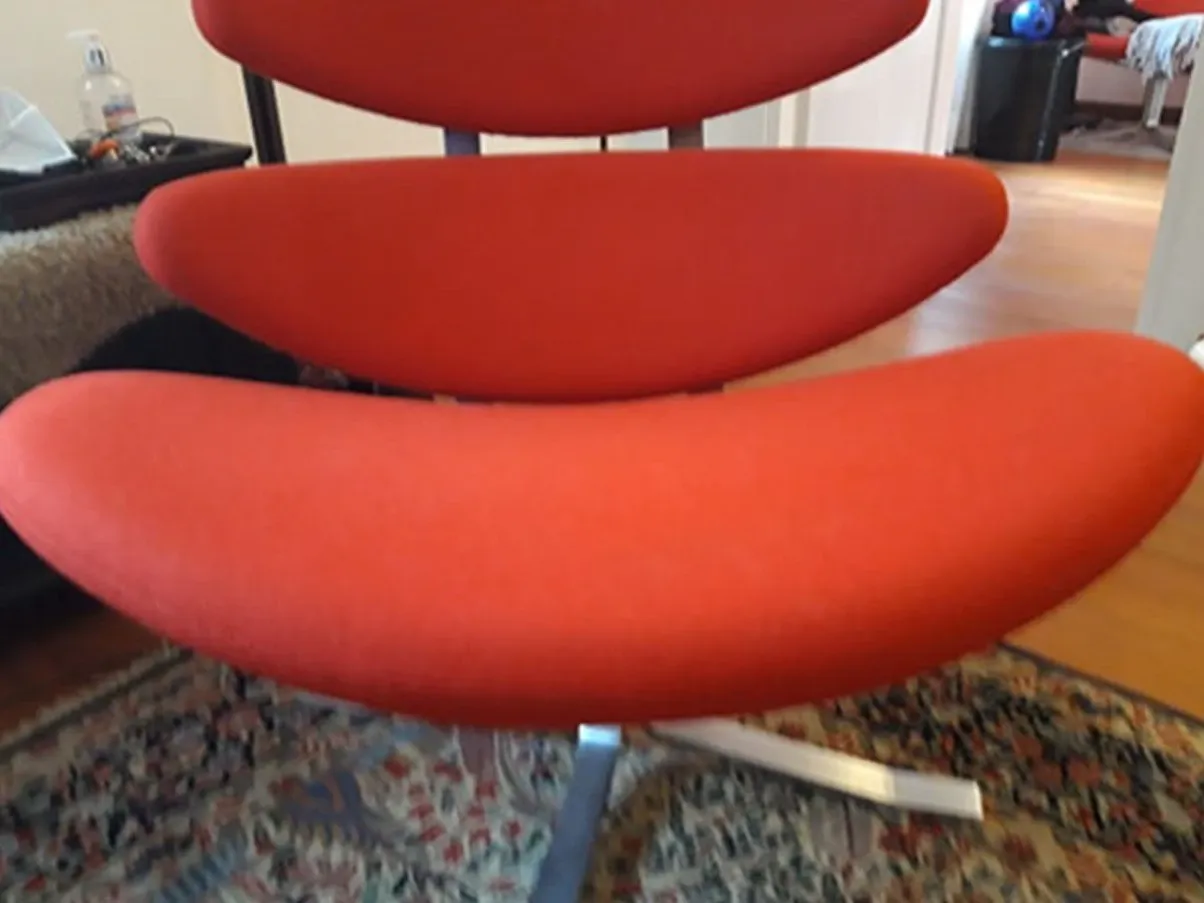 EJ5 Corona armchair steel and fabric (red) 4