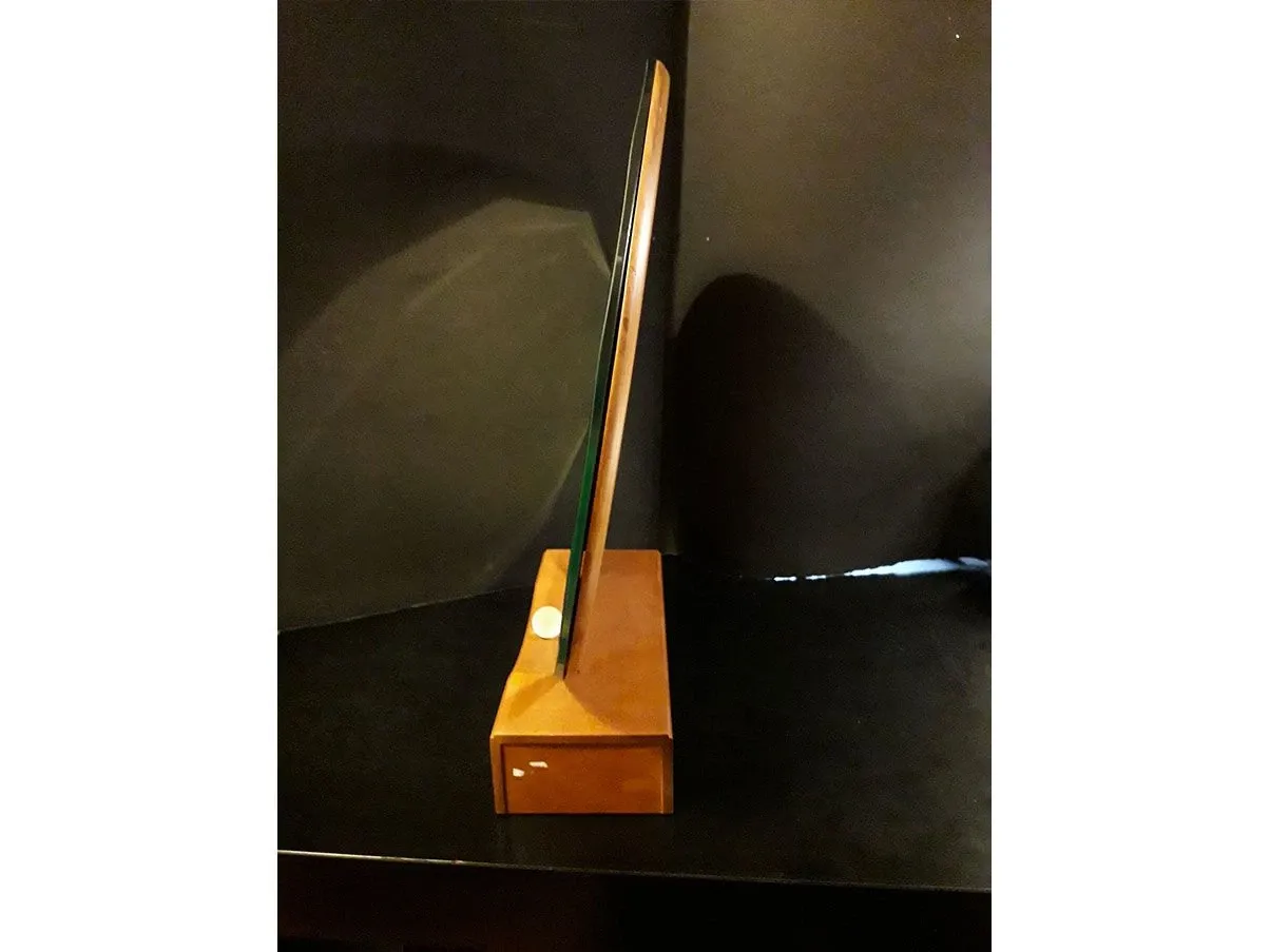 Vizi & C table mirror in glass and wood, Rimadesio 4