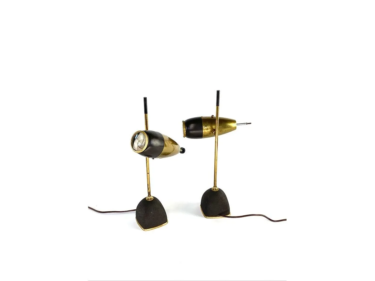 Set 2 lampade da tavolo 577 ottone (anni '60), Lumi Milano 3