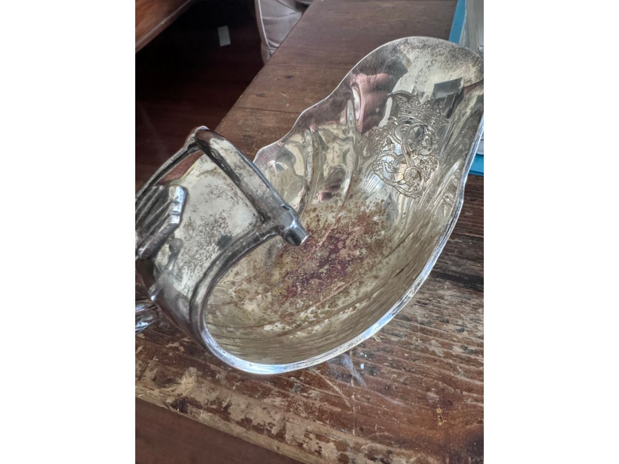 Silver-plated container, Royal Sheffield  Defects