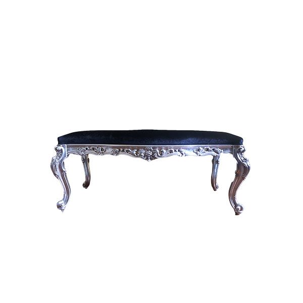 Baroque style bench in wood and velvet (black), Modà