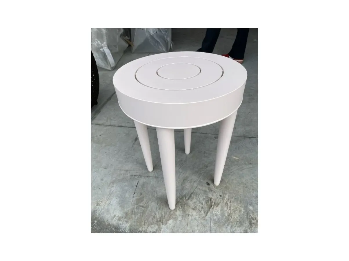 Sash round side table in white aluminum, Janus et Cie 4