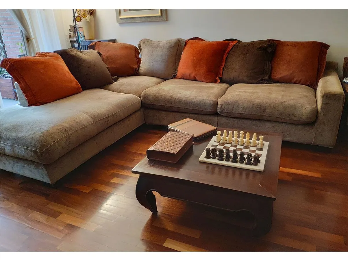 Tao corner sofa in velvet (beige), Roche Bobois 4