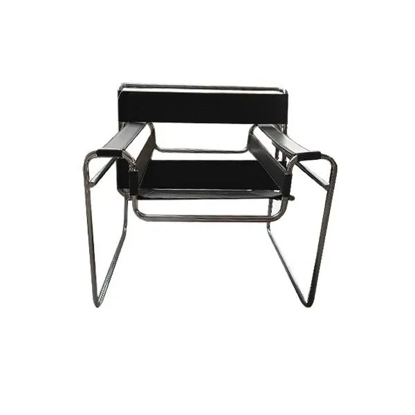 Wassily 135 icon armchair in steel and leather (black), Alivar image