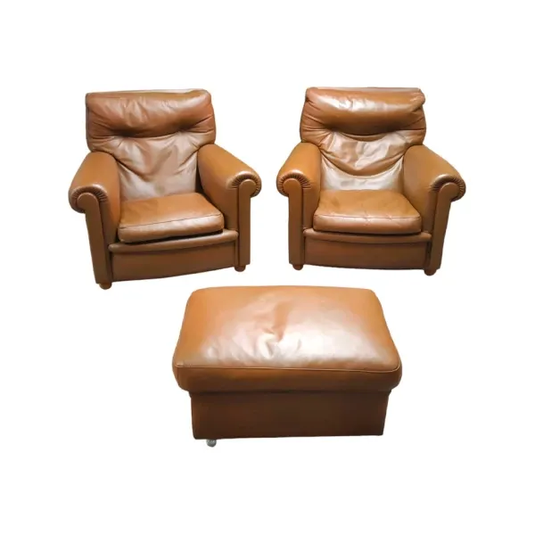 Set of 2 armchairs and poufs Edoardo collection, Poltrona Frau image