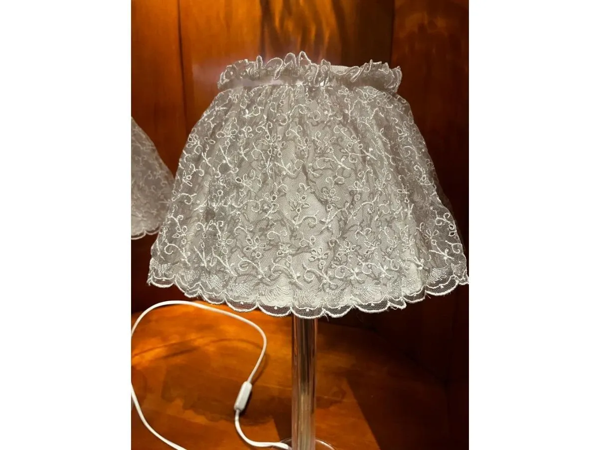 Set of 2 table lamps in glass and fabric, Interni Luce 6