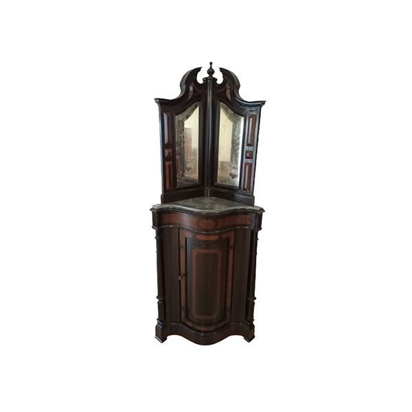 Vintage corner cabinet in marble and wood (19th century), image