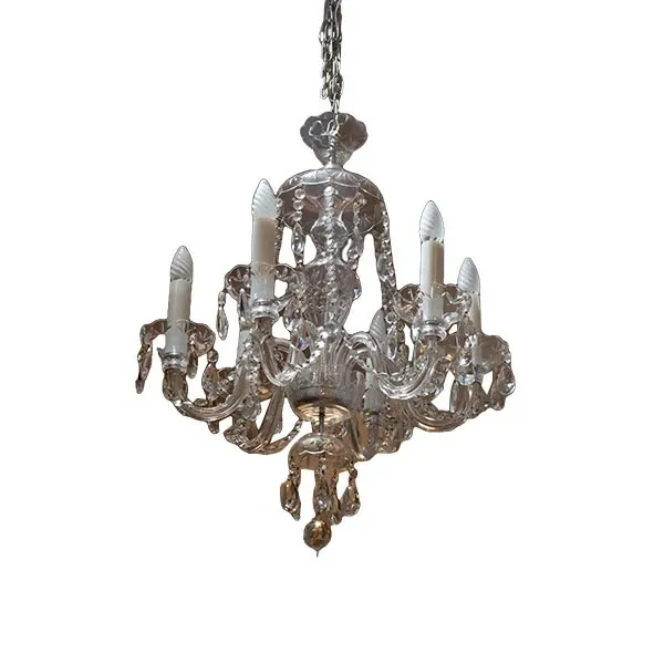 Lampada a sospensione in vetro di Boemia con catene, 1