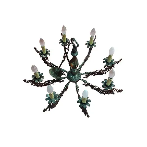Lampadario con 8 braccia vintage in metallo 3