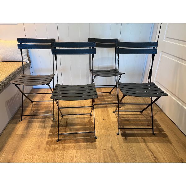 Set of 4 Celestina folding chairs in leather grid by Marco Zanuso, Zanotta image