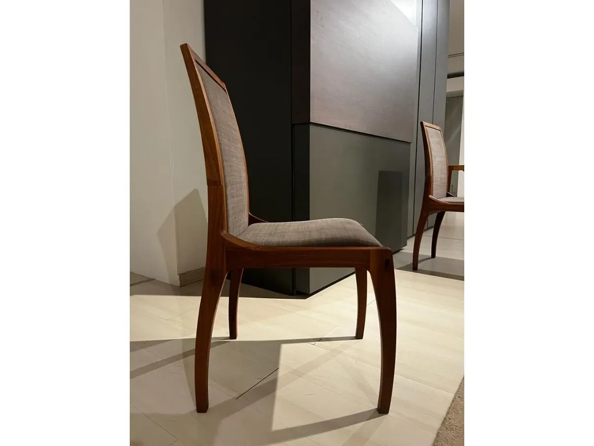 Set of 4 chairs in walnut and fabric, Arte Botto 6