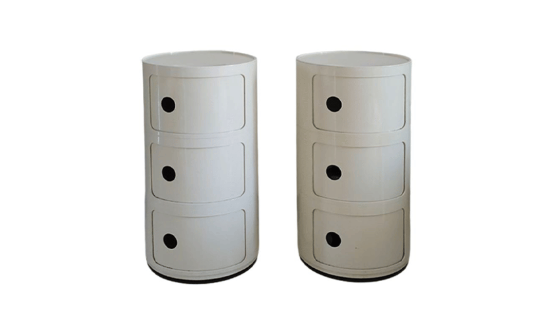 KARTELL pouf poggiapiedi LUNAM tessuto ORSETTO (Bianco - Acciaio